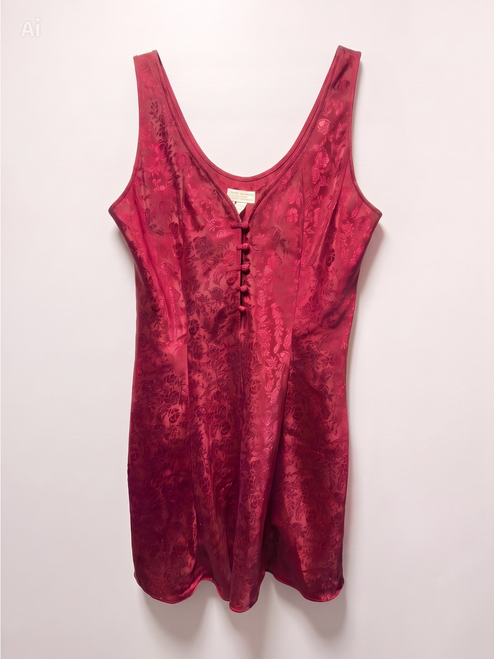 Vintage Erika Taylor jacquard Burgundy red nightgown